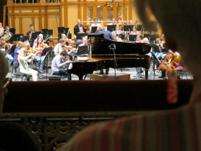 Behzod Abduraimov rehearsing the "Rach 3" with the Adelaide Symphony Orchestra under Martyn Brabbins on 23rd May 2014 in the Adelaide Town Hall
