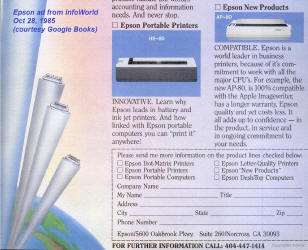 Epson AP-80 ad InfoWorld