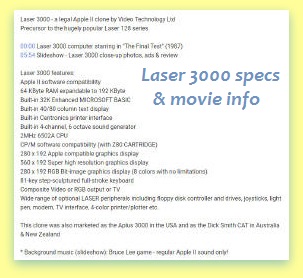 Laser 3000 specs & movie info