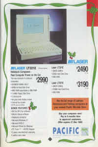 Laser LT321E Notebook Computer - Pacific Microlab catalogue Xmas 1992 (AU)